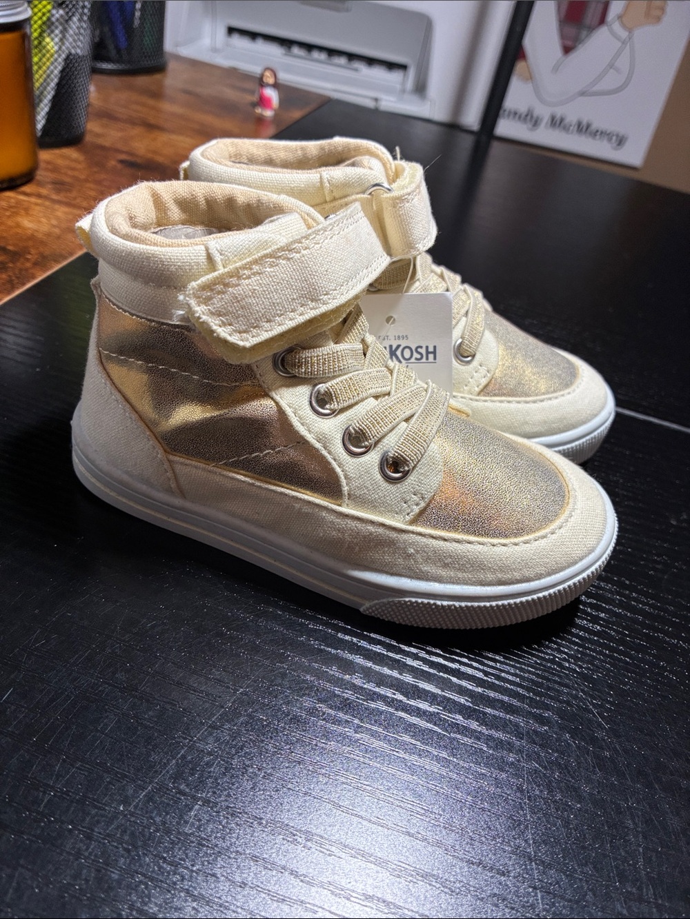 OshKosh B'gosh Kids' Metallic Cream Gold High-Top Sneakers
